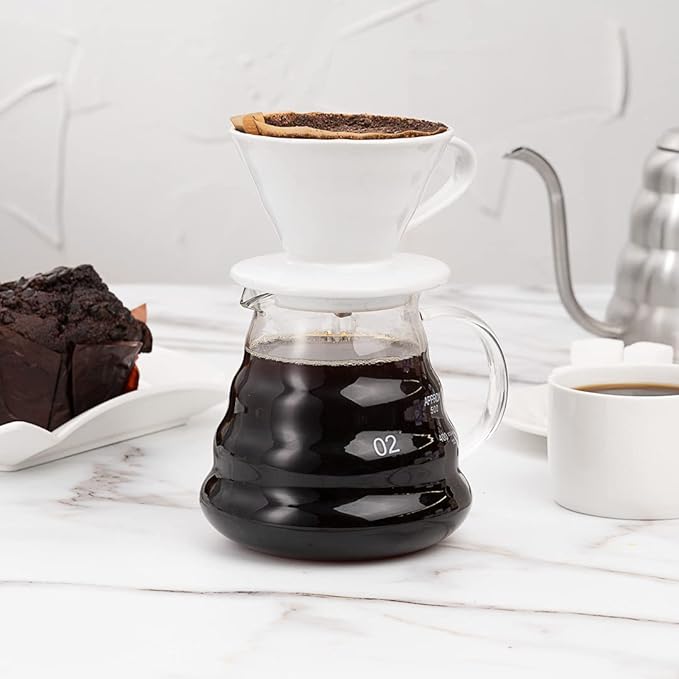 Restaurantware Restpresso 25 Ounce Coffee Carafe 1 Insulated Coffee Server - Push-Button Top Wide Spout Clear Glass Coffee Pitcher Built-In Handle Leakproof