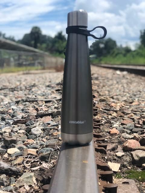 Insulated Water Bottle - On-The-Go Refillable Stainless Steel Water Bottles For Adults, Reusable Thermos Travel Tumbler With Leak-proof Lid For Hot & Cold Beverages (17 Oz. Silver Shadow)
