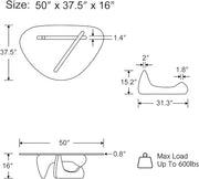 Noguchi Triangle Glass Coffee Table with Solid Wood Base, Vintage Clear Glass Top Modern Design for Living Room, Patio, Study, White Ash