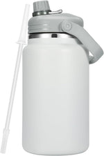 Load image into Gallery viewer, 1 Gallon Thermosflask with Straw, 135oz Stainless Steel Insulated Water Bottle，4L Oversized Double Wall Vacuum Jug with Handle for Hot Cold Drinks, Wide mouth Icebuckets for Hiking Sports(White)