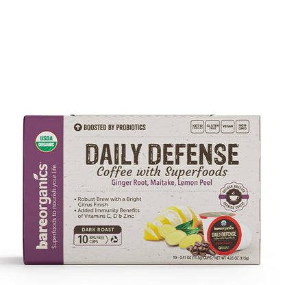 BareOrganics Daily Defense Coffee with Superfoods, 60ct (15660) (Pack of 2)