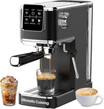 Load image into Gallery viewer, Espresso Machine 20 Bar,Touch Screen Espresso Maker with Steam Milk Frother,Stainless Steel Coffee Machine for Cappuccino Latte Americano Cold Brew,1350W Fast Heat Up System,Black