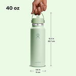Load image into Gallery viewer, Hydro Flask Water Bottle - Insulated Stainless Steel - Wide Mouth Flex Straw Lid, Non Spill, Leakproof and Refillable in 40 Oz Aloe Green