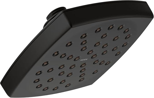 Moen S6365BL Voss 6" Single-Function Rainshower Showerhead with Immersion Technology, Matte Black