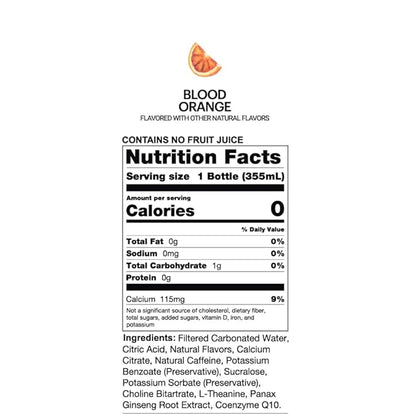 UPTIME Energy Drink, Blood Orange Sparkling, 12 Pack, Vitamin C, L Theanine, Calcium, Sugar Free Energy Drinks for Focus Support, 142mg of Natural Caffeine, 0 Calories, Clean, Natural, 12 fl oz Cans