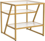 Load image into Gallery viewer, 39" Glass Coffee Table Mordern Living Room Table with Black Metal Frame, Rectangle Tempered Glass Top &amp; Rustic Wood MDF Storage Shelves, Industrial Style Natural