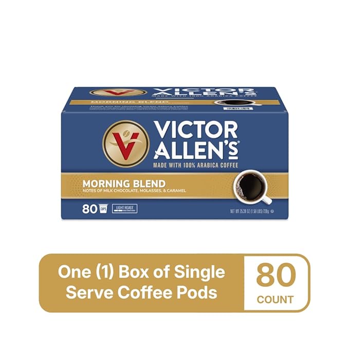 Victor Allen's Coffee Morning Blend, Light Roast, 80 Count, Single Serve Coffee Pods for Keurig K-Cup Brewers