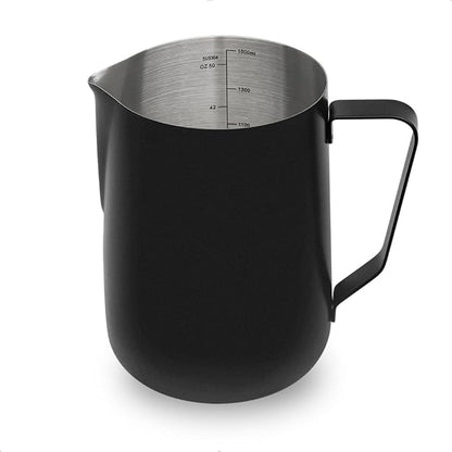 watchget Milk Frothing Pitcher 50oz/1500ml - Stainless Steel Espresso Steaming Pitcher for Cappuccino, Latte Art, Coffee Machine Accessories Milk Jug Frother Cup, Black