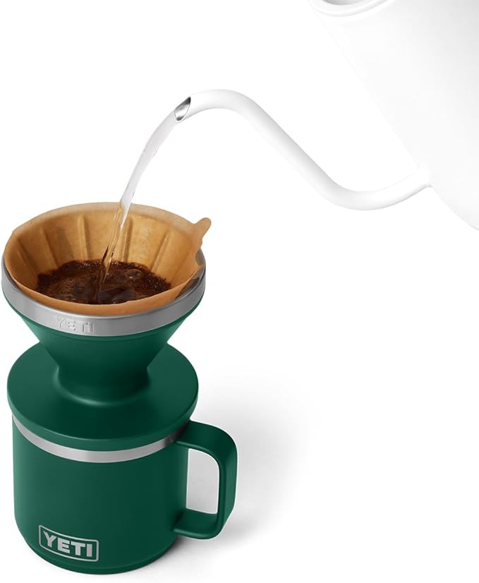 YETI Pour Over Coffee Maker Accessory Ramblers, Designed for Perfect Coffee Extraction Anywhere, Stainless Steel, fits any V60 Filter, Black Forest Green