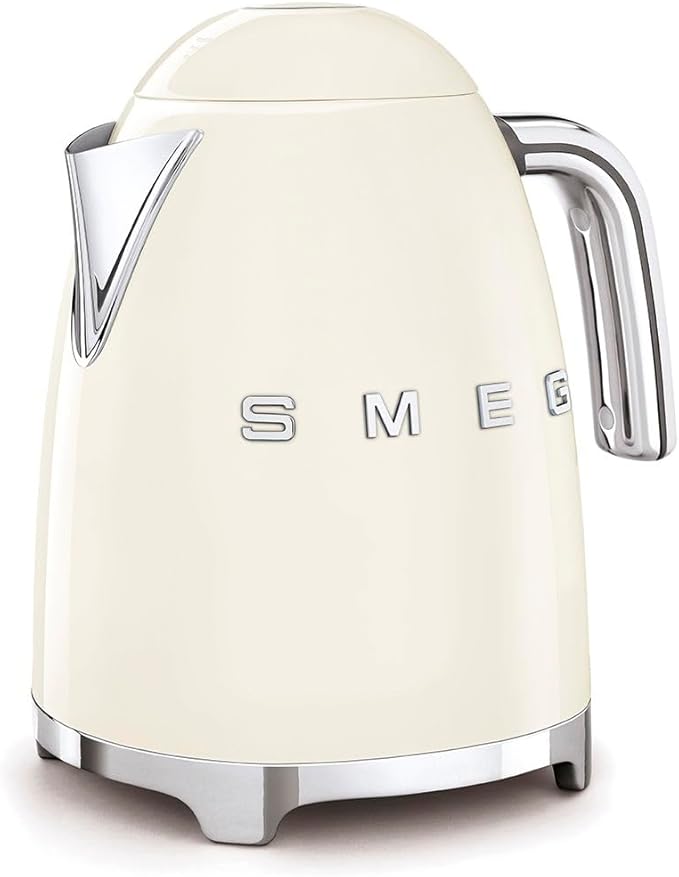 SMEG 50's Retro Style 7 Cup Electric Water Kettle with Automatic Shutoff, Removable Base, and Water Indicator, KLF03CRUS, Cream