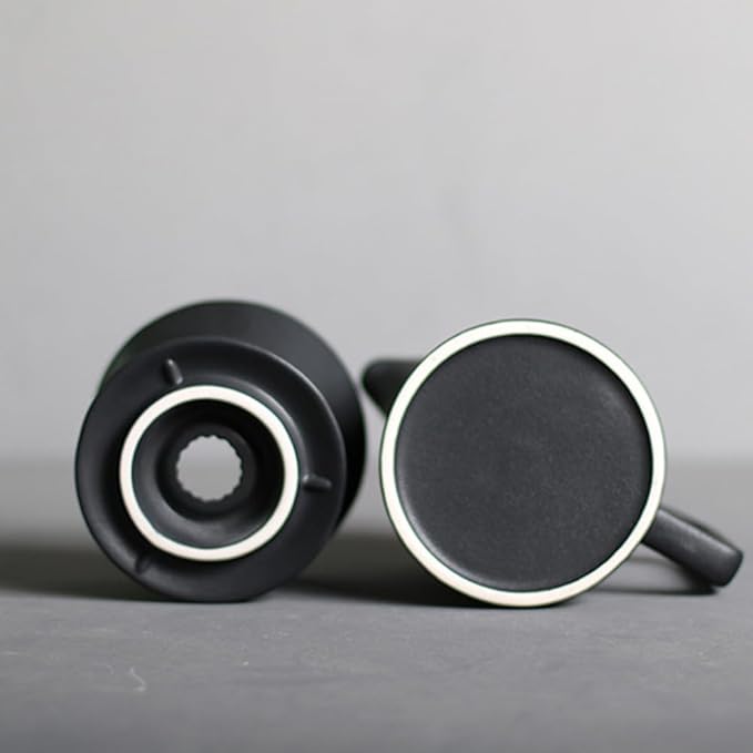 Handmade Black Pour Over Coffee Maker Set, Ceramic Coffee Dripper Brewer Heat Resistant Coffee Pot Decanter ACM03B