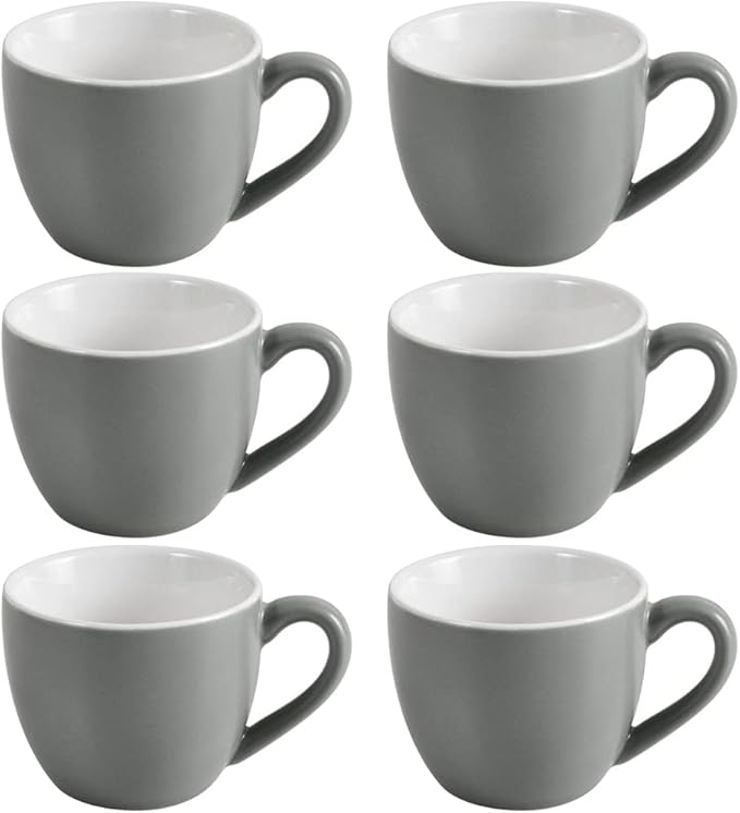 homEdge Mini Procelain Espresso Cup, 3 Ounces / 90 ml Tiny Coffee Mugs Demitasse for Espresso, Tea- Set of 6, Dark Gray