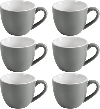 homEdge Mini Procelain Espresso Cup, 3 Ounces / 90 ml Tiny Coffee Mugs Demitasse for Espresso, Tea- Set of 6, Dark Gray