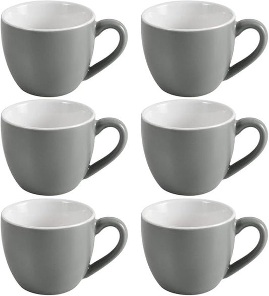 homEdge Mini Procelain Espresso Cup, 3 Ounces / 90 ml Tiny Coffee Mugs Demitasse for Espresso, Tea- Set of 6, Dark Gray