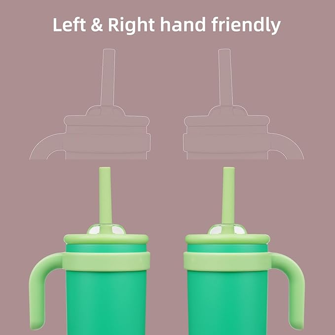 18 oz Tumbler with Side Handle, Insulated Water Bottle with Straw and 2 in 1 Lid, Stainless Steel Cup Travel Coffee Mug for Sports Office Gym,Olive Green