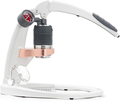 Flair UPDATED PRO 3 (White) - All manual lever espresso maker with a stainless steel brew head, pressure gauge, shot mirror and a small size