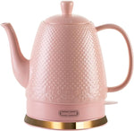 Load image into Gallery viewer, 1.2 Liters Ceramic Electric Kettle Pot, Boil Water Quickly and Easily with Boil-Dry Protection, Auto Shut Off, Detachable Swivel Base, Graceful Gooseneck Teapot 1000W, Pink