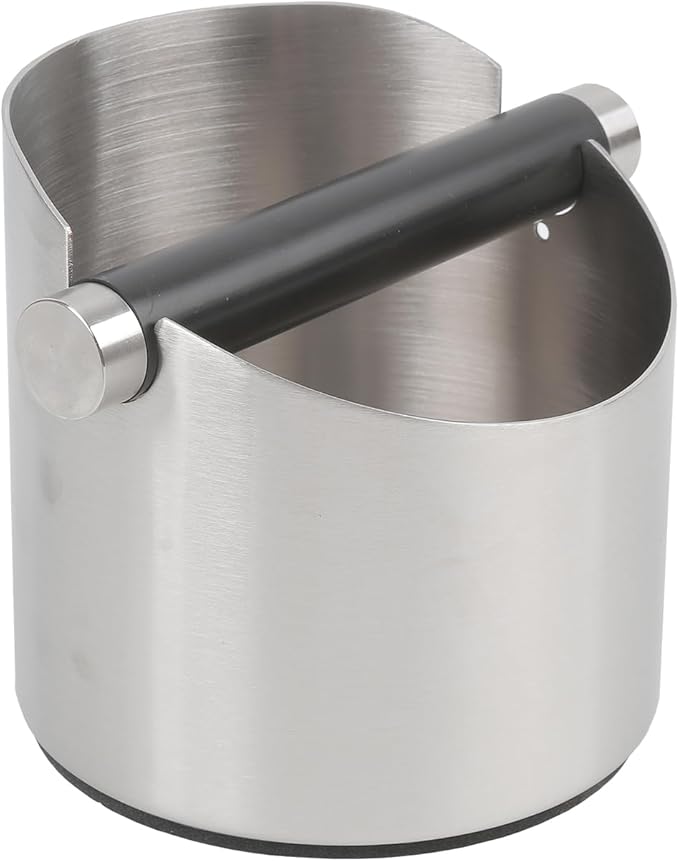 Italian Espresso Tapping Box, Stainless Steel Coffee Grinding Tapping Box, With Detachable Tapping Rod And Anti Slip Rubber Base (Silver-S)