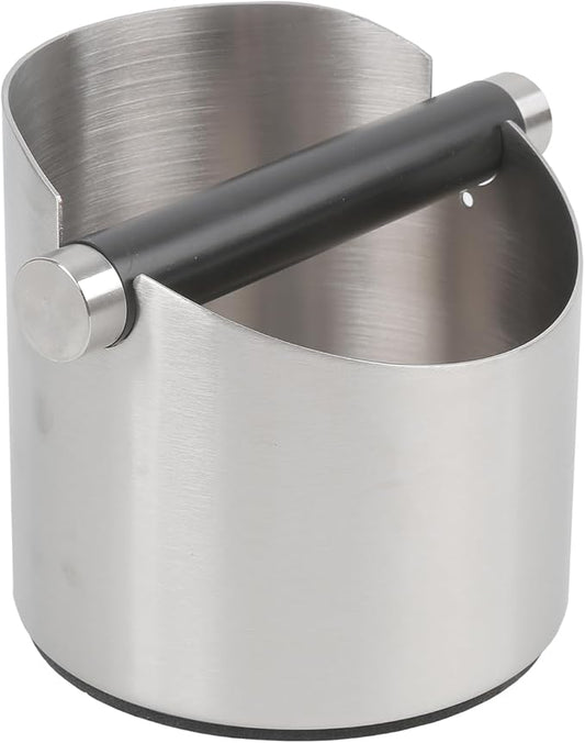 Italian Espresso Tapping Box, Stainless Steel Coffee Grinding Tapping Box, With Detachable Tapping Rod And Anti Slip Rubber Base (Silver-S)