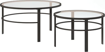 Henn&Hart Round Nested Coffee Table in Blackened Bronze, Coffee Table coffee tables for living room, studio apartment essentials, 36" Wide
