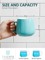 Load image into Gallery viewer, Teocera Ceramic Coffee Mug Set of 4-12 oz Coffee Mugs with Large Handles for Hot or Cold Drinks Like Latte, Cocoa, Tea or Juice - Smooth Ceramic, Dishwasher Safe, Turquoise