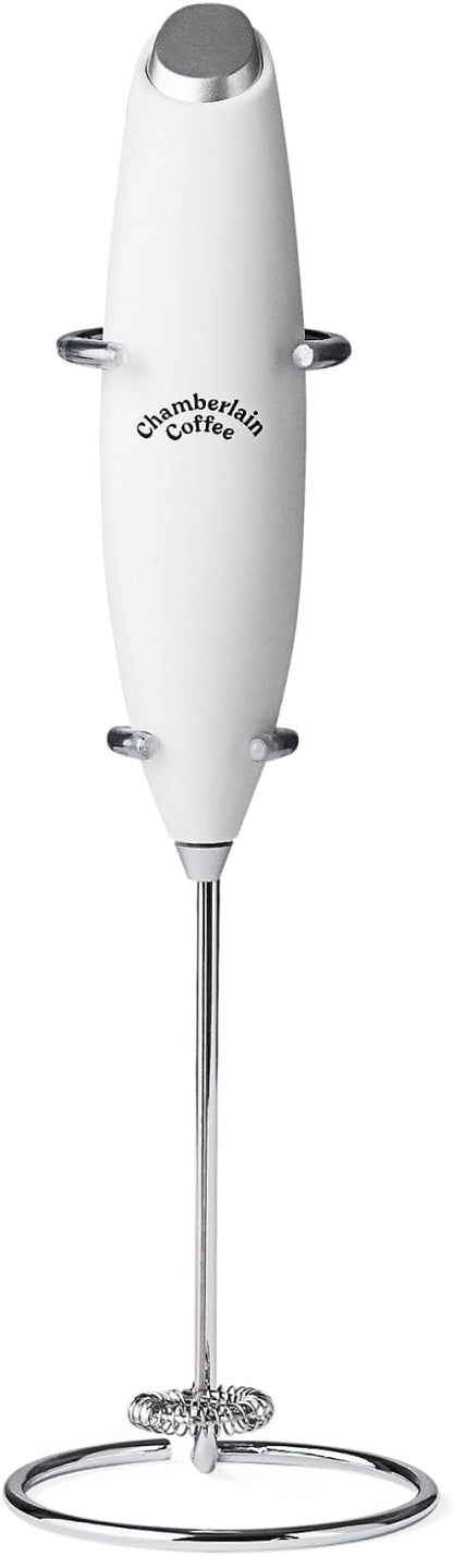 Chamberlain Coffee White Milk Frother - Handheld Frother for Coffee, Matcha, Hot Chocolate and Drink Mixer - Electric Foam Maker - White