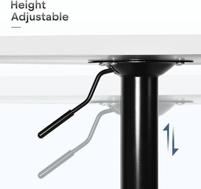 Athena Collection Bar Table Modern Round Cocktail Table Height Adjustable, Tall Bistro Pub Table with Sturdy Base, Suitable for Home, Kitchen, Pub, Restaurant, White