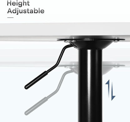 Athena Collection Bar Table Modern Round Cocktail Table Height Adjustable, Tall Bistro Pub Table with Sturdy Base, Suitable for Home, Kitchen, Pub, Restaurant, White