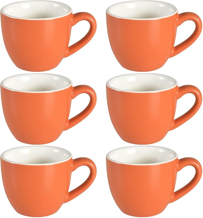 homEdge Mini Procelain Espresso Cup, 3 Ounces / 90 ml Tiny Coffee Mugs Demitasse for Espresso, Tea- Orange