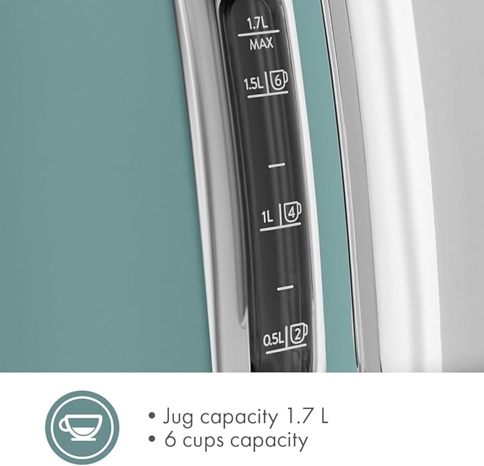 SMEG KLF03 7 Cup Electric Water Kettle, Retro-Style, Soft-Opening Lid, Auto Shut-Off, 360° Swivel Base – Jade