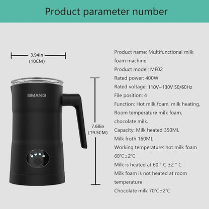 Electric Milk Frother, 4 in 1 Milk Steamer, 11.8oz/350ml Automatic Warm and Cold Foam Maker, Milk Warmer for Latte, Cappuccinos, Macchiato, Hot Chocolate, Coffee, Matte Black