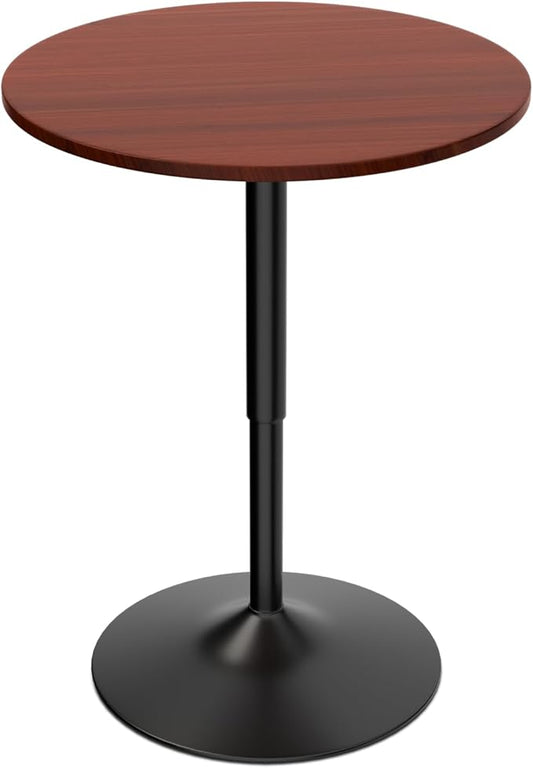 Magshion Round Bar Table, Height-Adjustable 27.5"-36" Tall Pub Tables with Black Leg and Sturdy Base, 360° Swivel Table for Kitchen Bistro Bar Cocktail Table (Red)