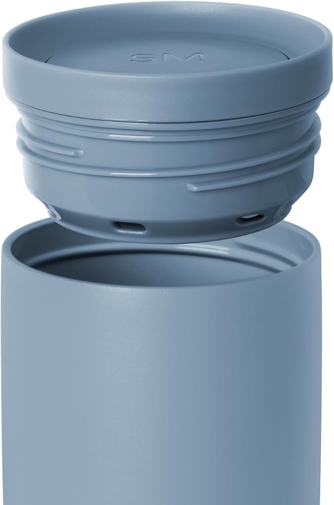 Simple Modern Travel Coffee Mug Tumbler with 360° Lid | Ceramic-Lined Insulated Stainless Steel Cold Brew Iced Coffee Cup Thermos | Gifts for Women Men Her Him | Voyager Signature | 16oz | Blue Dune