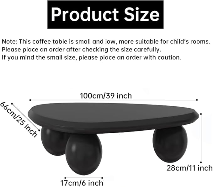 Cloud Coffee Table Modern Irregular Coffee Table Asymmetrical Unique Coffee Tables with 3 Bases for Living Room Farmhouse (G, 39")