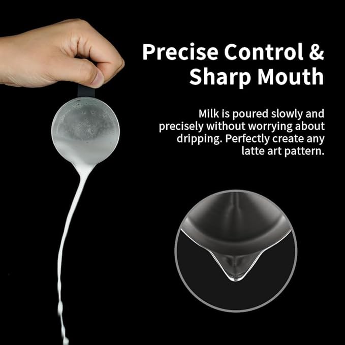 watchget Milk Frothing Pitcher 250ml/8oz Stainless Steel Espresso Steaming Pitcher Milk Coffee Cappuccino Latte Art Barista Steam Pitcher Milk Frothing Jug, Black