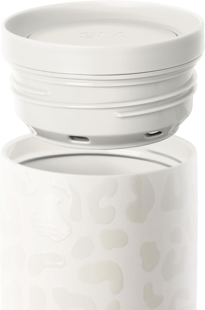 Simple Modern Travel Coffee Mug Tumbler with 360° Lid | Ceramic-Lined Insulated Stainless Steel Cold Brew Iced Coffee Cup Thermos | Gifts for Women Her Him | Voyager Signature | 16oz | Cream Leopard