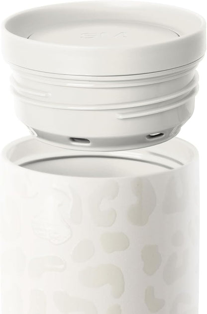 Simple Modern Travel Coffee Mug Tumbler with 360° Lid | Ceramic-Lined Insulated Stainless Steel Cold Brew Iced Coffee Cup Thermos | Gifts for Women Her Him | Voyager Signature | 16oz | Cream Leopard