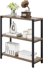 Load image into Gallery viewer, FOLUBAN 3 Tier Bookshelf, Industrial Bookcase and Book Shelves for Bedroom, Rustic Wood and Metal Book Case for Office, Oak