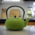 Load image into Gallery viewer, YJX 60.9oz Large Cast Iron Teapot, Big Tea Kettle for Stovetop Safe, Green Cast Iron Kettle Teapot with Stainless Steel Infuser for Loose Tea and Tea Bags(1800ml)