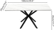 Faux Marble Coffee Table Rectangle Modern 40 Inch Living Room Table with Black Metal Legs Stylish Center Table for Living Room Office