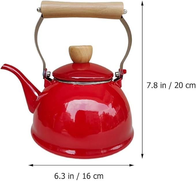 PRETYZOOM Thickened Enamel Kettle Stovetop Boiling Tea Kettle Stovetop Enamel Teakettle Teapot Whistling Coffee Pot 4L