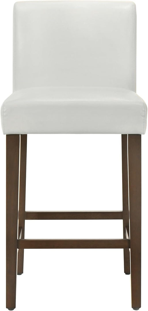 CHITA Counter Height Bar Stools Set of 2, 27" H Seat Height Upholstered Barstools, PU Leather in White