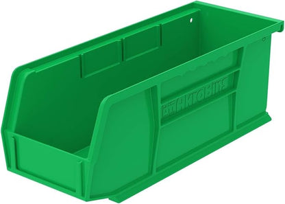 Akro-Mils 30224 AkroBins Plastic Storage Bins, Space-Saving Stackable Bins for Garage, Pantry, Craft Organization, 11" L x 4" W x 4" H, Green, 12-Pack