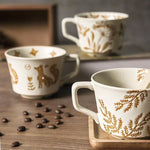 Load image into Gallery viewer, Ceramic Mug 1 pc, 11oz - Vintage Coffee Mug, Pottery Cups for Milk, Latte, Cappuccino, Tea - Porcelain Dishwasher, Microwave Safe Stoneware Gift for Women Men, Brown Leaf