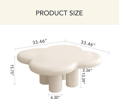 Cloud Coffee Table with 4 Legs, Modern Coffee Table, Irregular Center Table for Living Room, Bedroom, Office, Small Spaces, Easy to Assemble