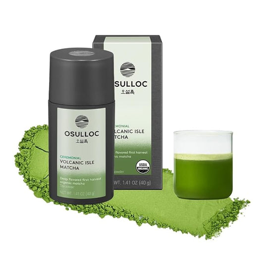 OSULLOC Volcanic Isle Matcha Powder, Ceremonial Grade Korean Matcha for lattes, Green tea powder from Jeju island (1.41oz, 40g)