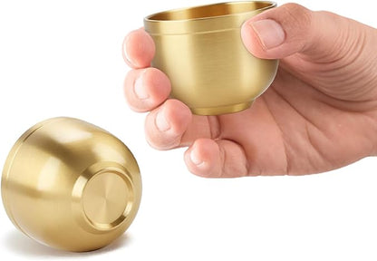 2 Pack Gold Shot Cups Solid Brass Shot Glasses 2-7/8oz Cool Shot Glasses Set Man Cave Decor Vodka Tequila Whiskey Gifts for Men