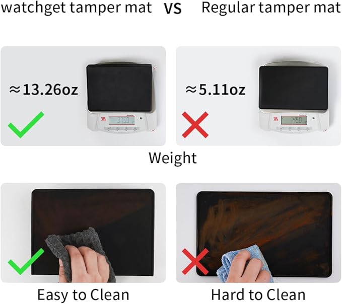 watchget Espresso Tamping Mat, Coffee Tamper Mat, Black Food Grade Silicone Pad, 8Inch X 6Inch Coffee Tamping Mat, Portafilter Mat For Barista, Upgrade Dustproof Waterproof and Heat Resistant