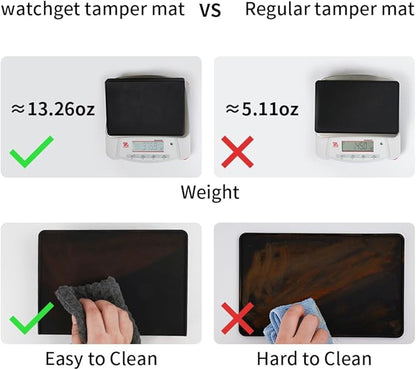 watchget Espresso Tamping Mat, Coffee Tamper Mat, Black Food Grade Silicone Pad, 8Inch X 6Inch Coffee Tamping Mat, Portafilter Mat For Barista, Upgrade Dustproof Waterproof and Heat Resistant