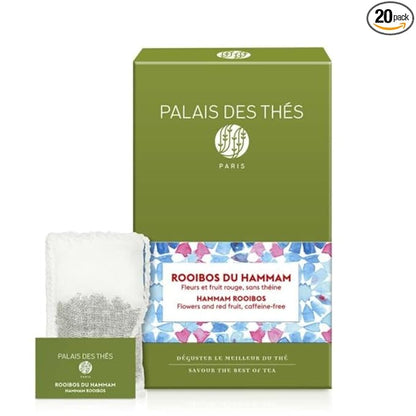 Palais des Thés - Hammam Rooibos Tea - Caffeine-Free Rooibos, Rose & Red Berries - Premium Tea Bags, Serves 20 Cups